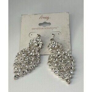 NWT Chandelier Earrings Icing Sensitive Soluctions Bling Dangle Drop 3” glam